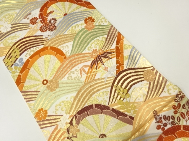 波車に花模様織出し袋帯